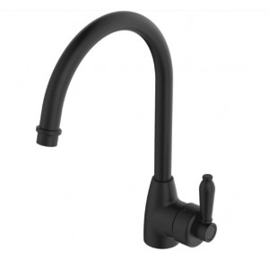 Eleanor Gooseneck Sink Mixer Matte Black With Matte Black Handle